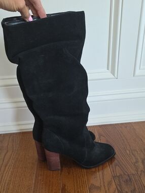 Splendid Gladis Black Suede Slouch Heel Boots